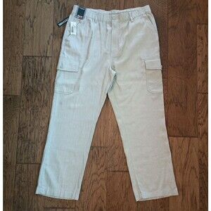 Roundtree & Yorke Men's Linen Blend  Cargo Pants 38x30 NWT Classic Fit Stretch